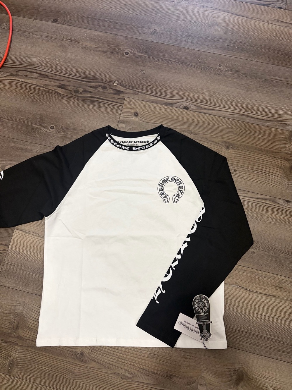 Chrome Hearts Black and White Raglan Long-Sleeve Tee